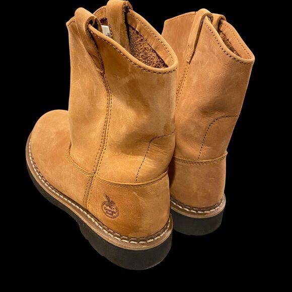 Georgia Boots GB202 Kid's Wellington Round Toe Leather Brown Work Boot Size 4 - Picture 3 of 9